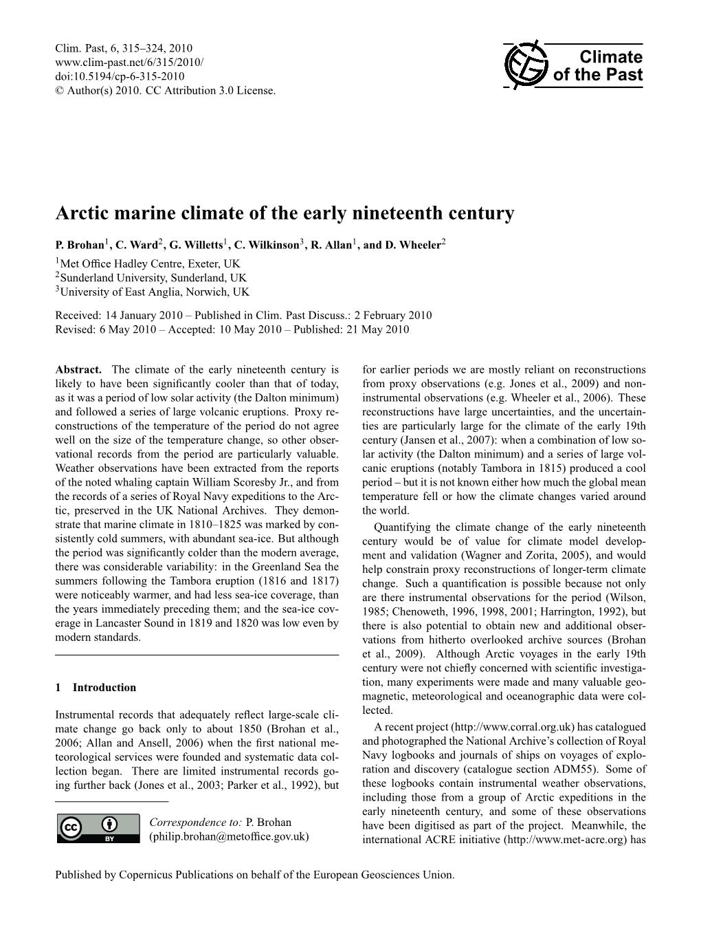 Arctic Marine Climate of the Early Nineteenth Century