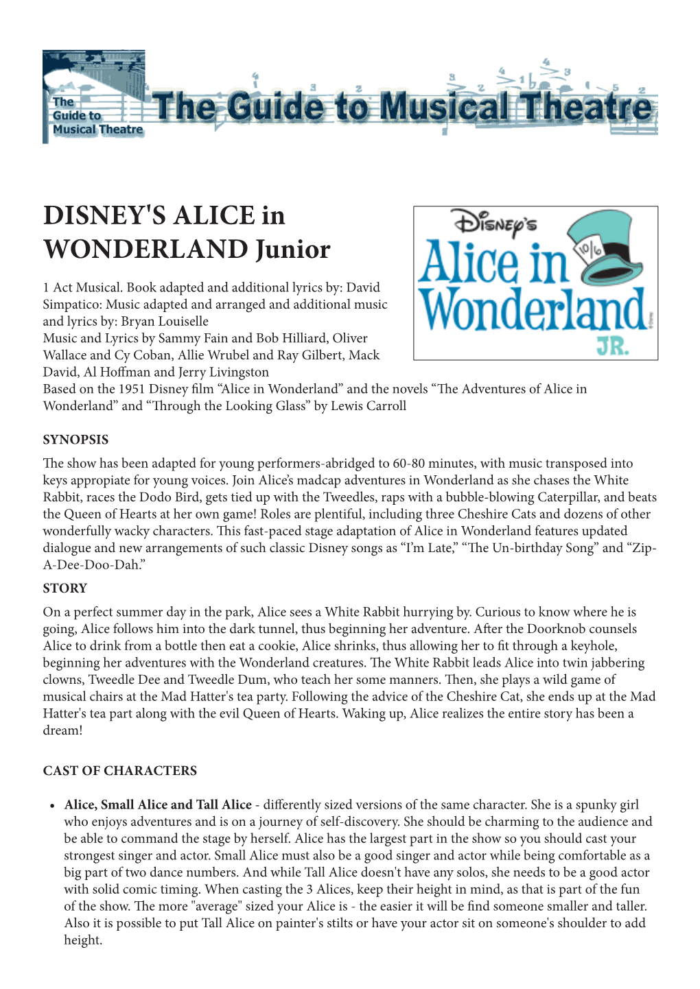 DISNEY's ALICE in WONDERLAND Junior