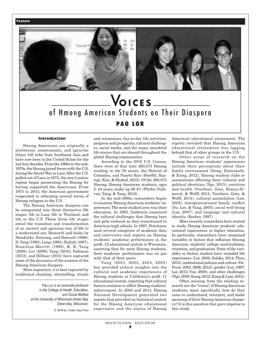 Of Hmong American Students on Their Diaspora PAO LOR