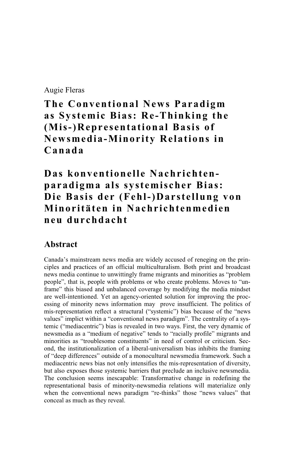 (Mis-)Representational Basis of Newsmedia-Minority Relations in Canada