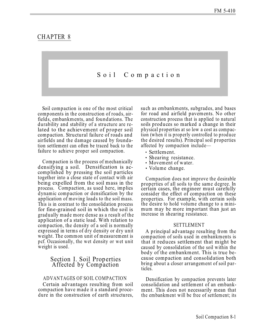 CHAPTER 8 Soil Compaction Section I. Soil Properties Affected by Compaction