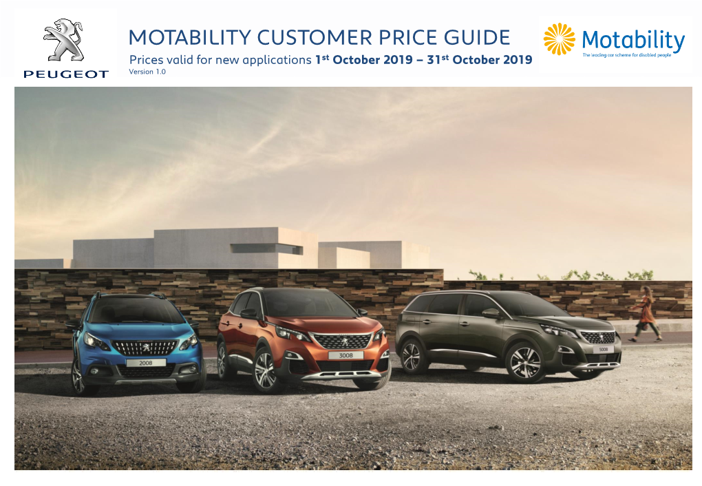 Peugeot Motability Price List