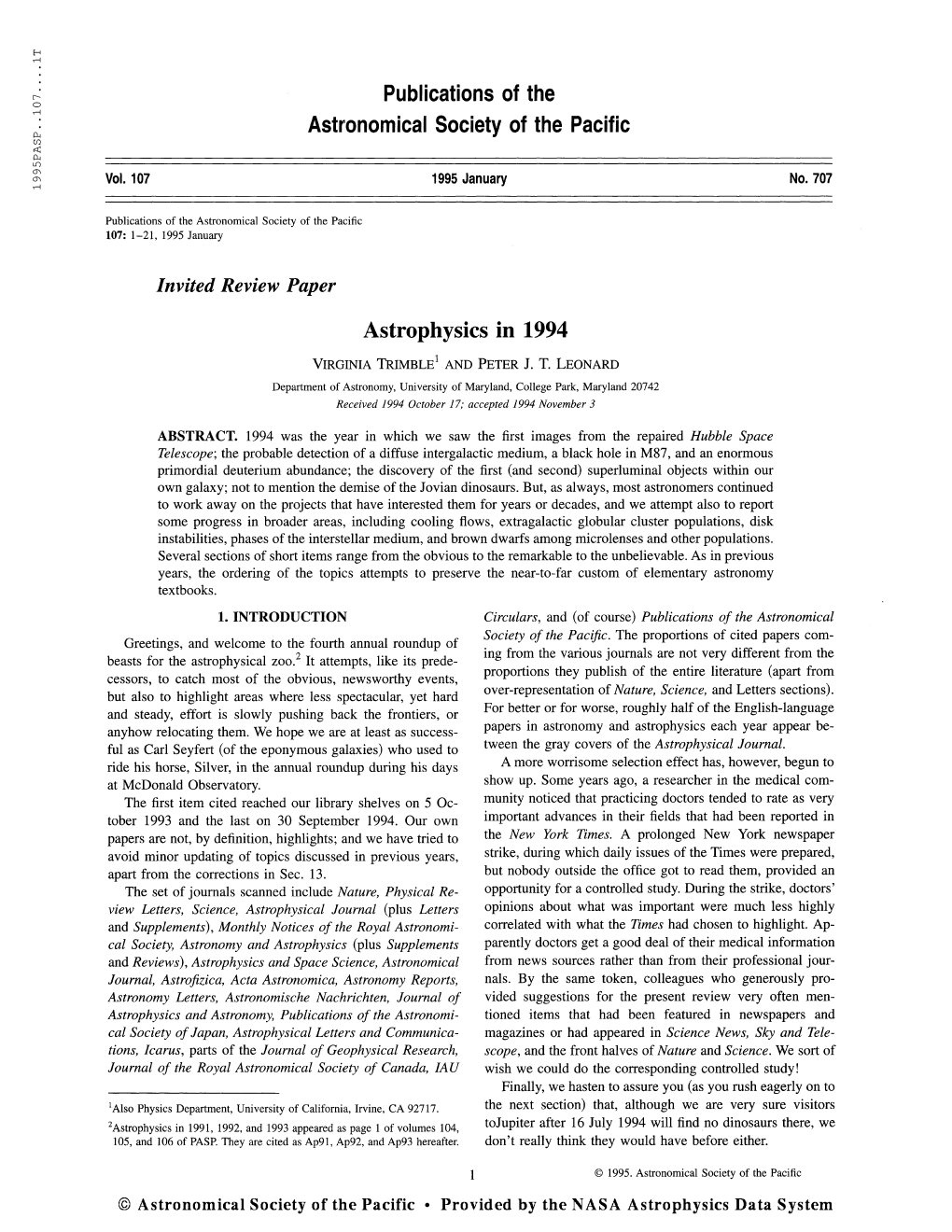 Publications of the Astronomical Society of the Pacific Vol. 107 1995