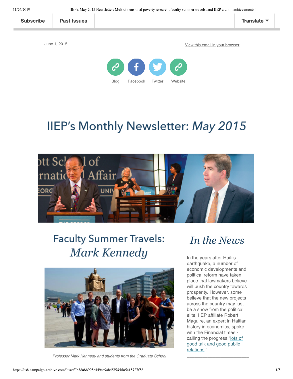 IIEP Monthly Newsletter – May 2015