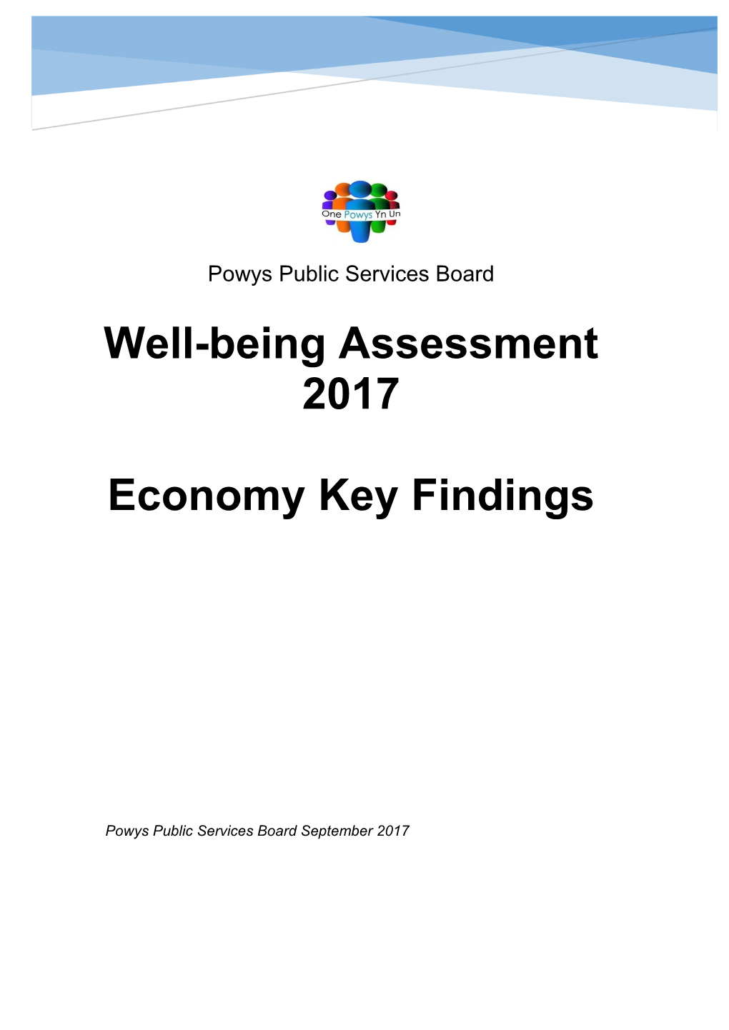 Well-Being Assessment 2017 Economy Key Findings