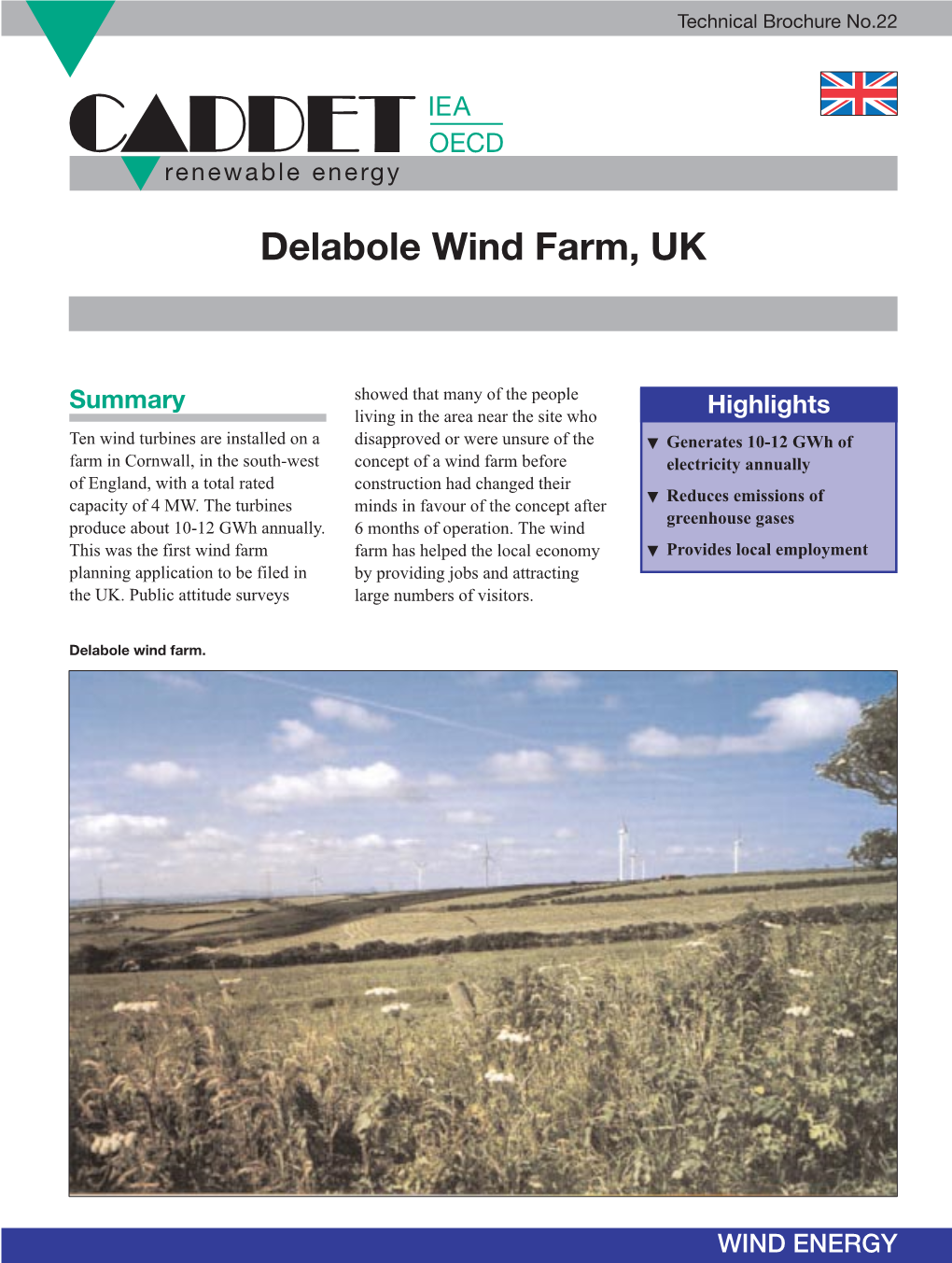 Description of Delabole Wind Farm Construction