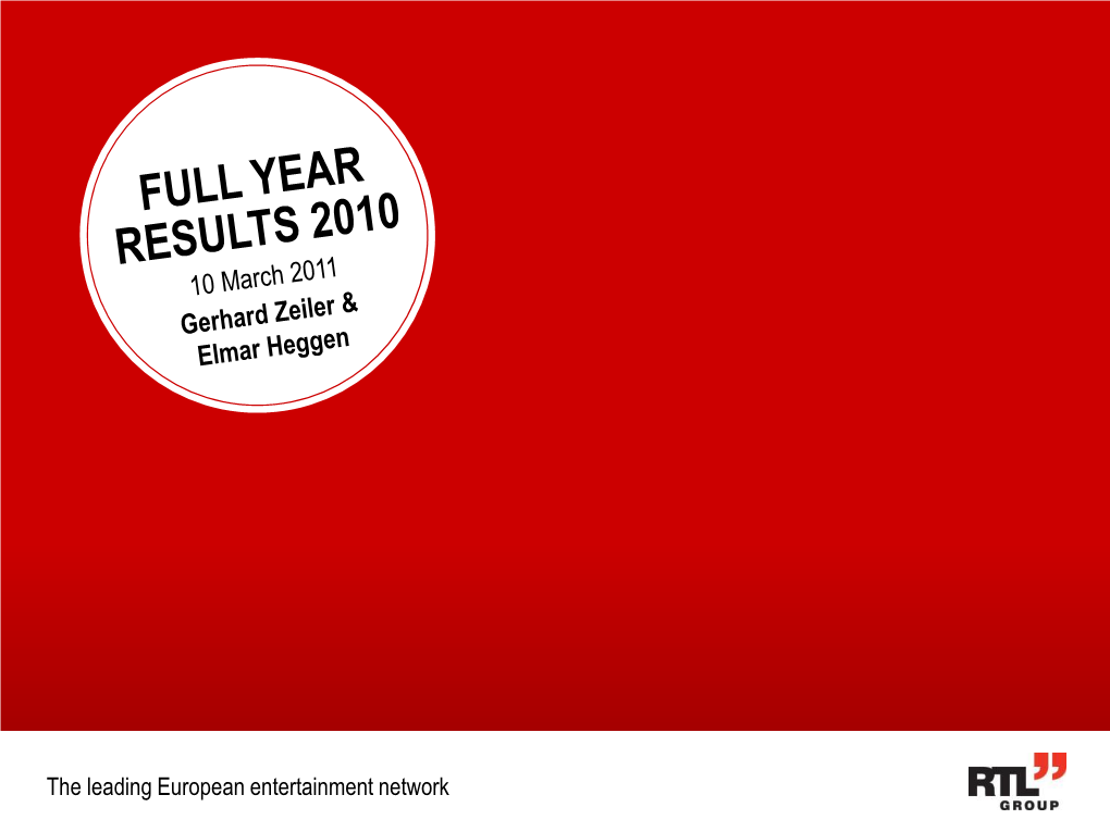 Analyst Presentation: FY Results 2010 (Pdf, 0.40