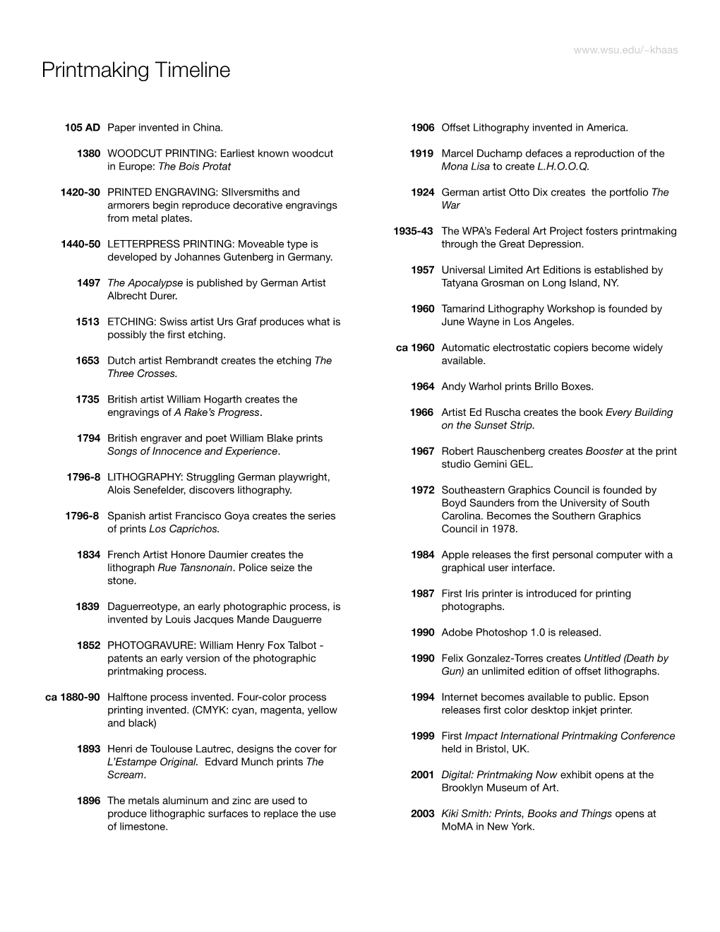 Print Timeline