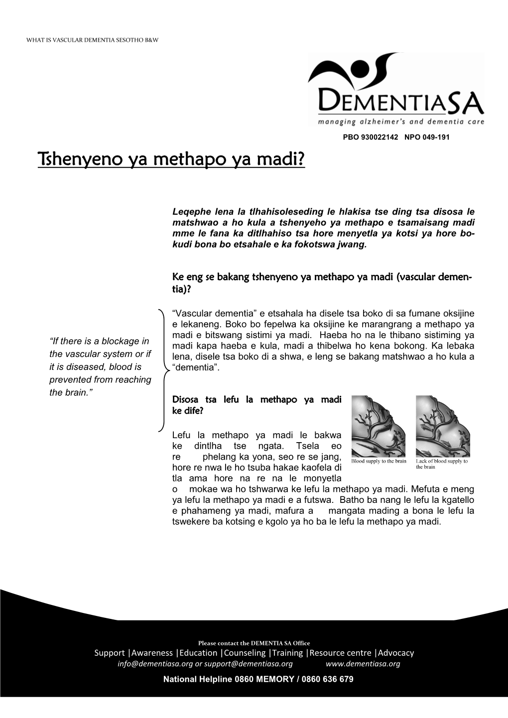 What Is Vascular Dementia Sesotho B&W