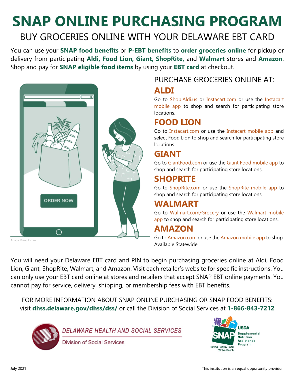 Snap Online Purchasing Program Buy Groceries Online with Your Delaware Ebt Card