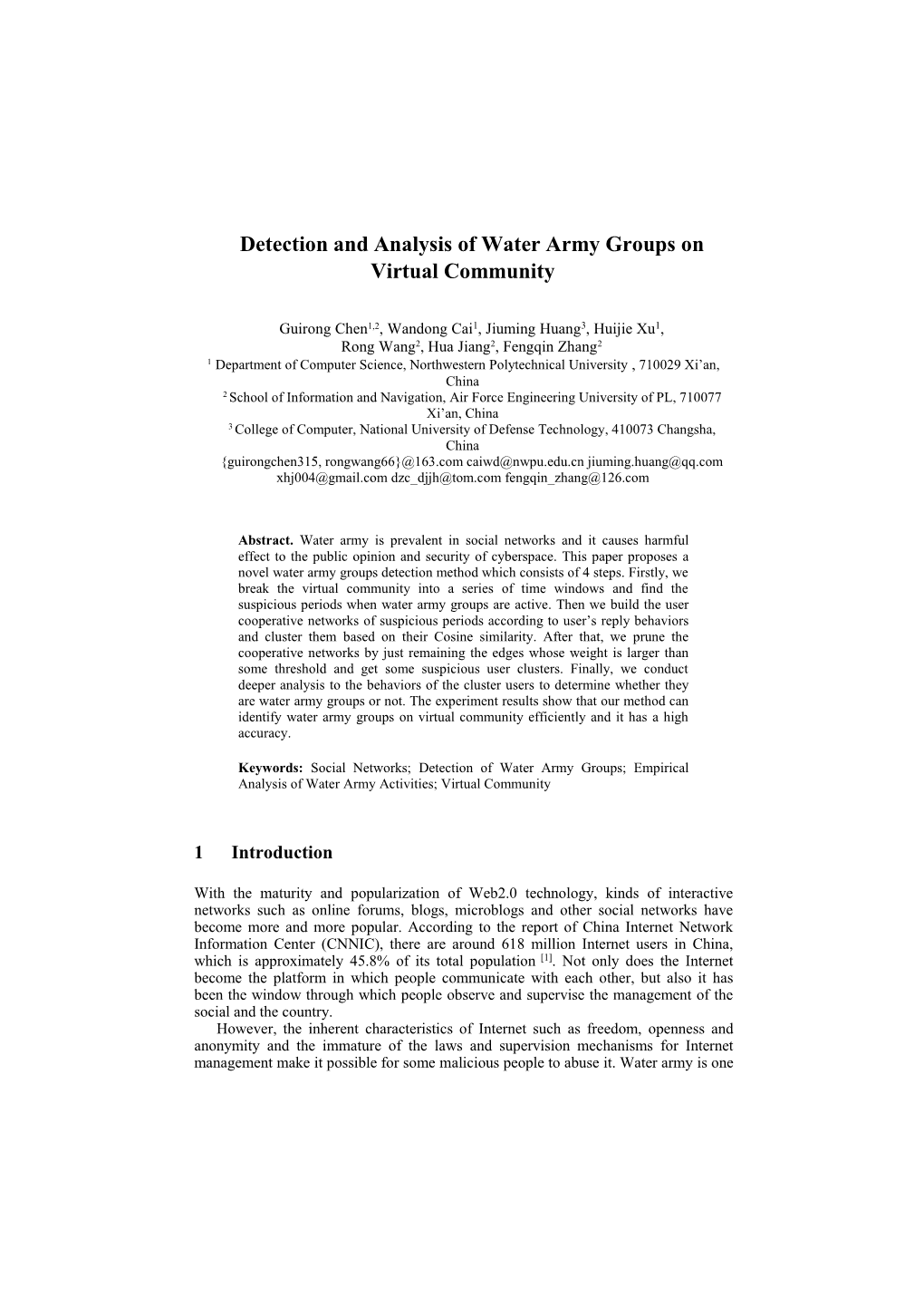 Detection and Analysis of Water Army Groups on Virtual Community