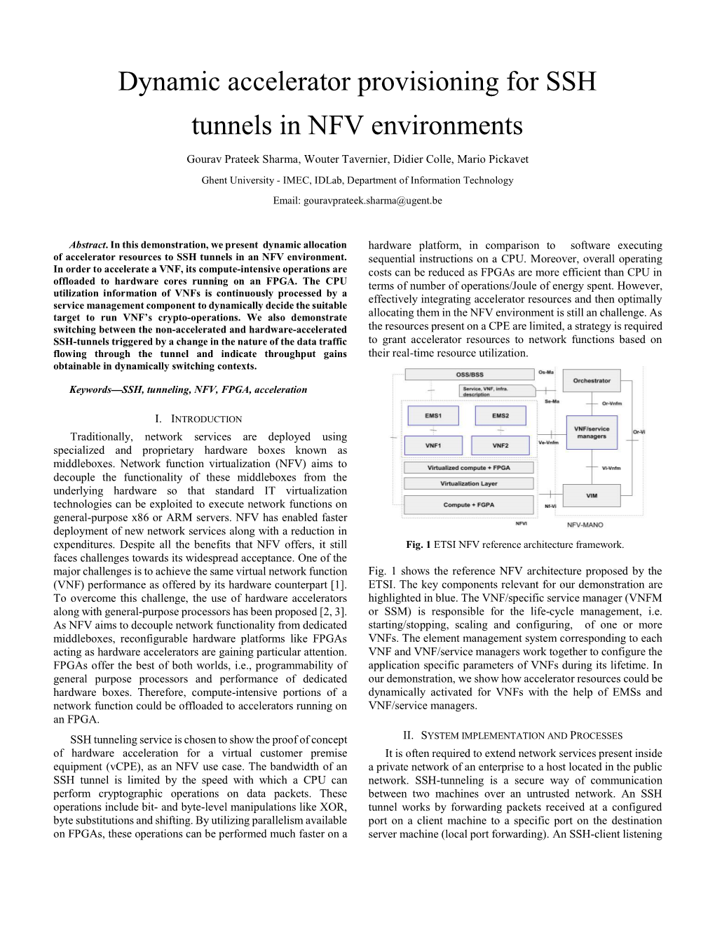 Dynamic Accelerator Provisioning for SSH Tunnels in NFV Environments