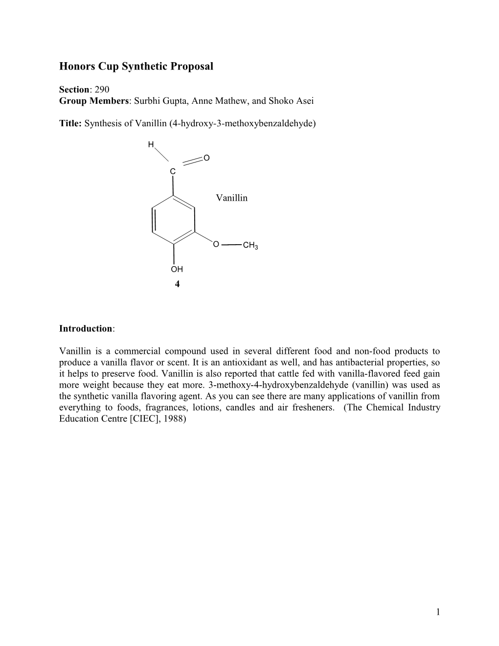 Honors Cup Synthetic Proposal