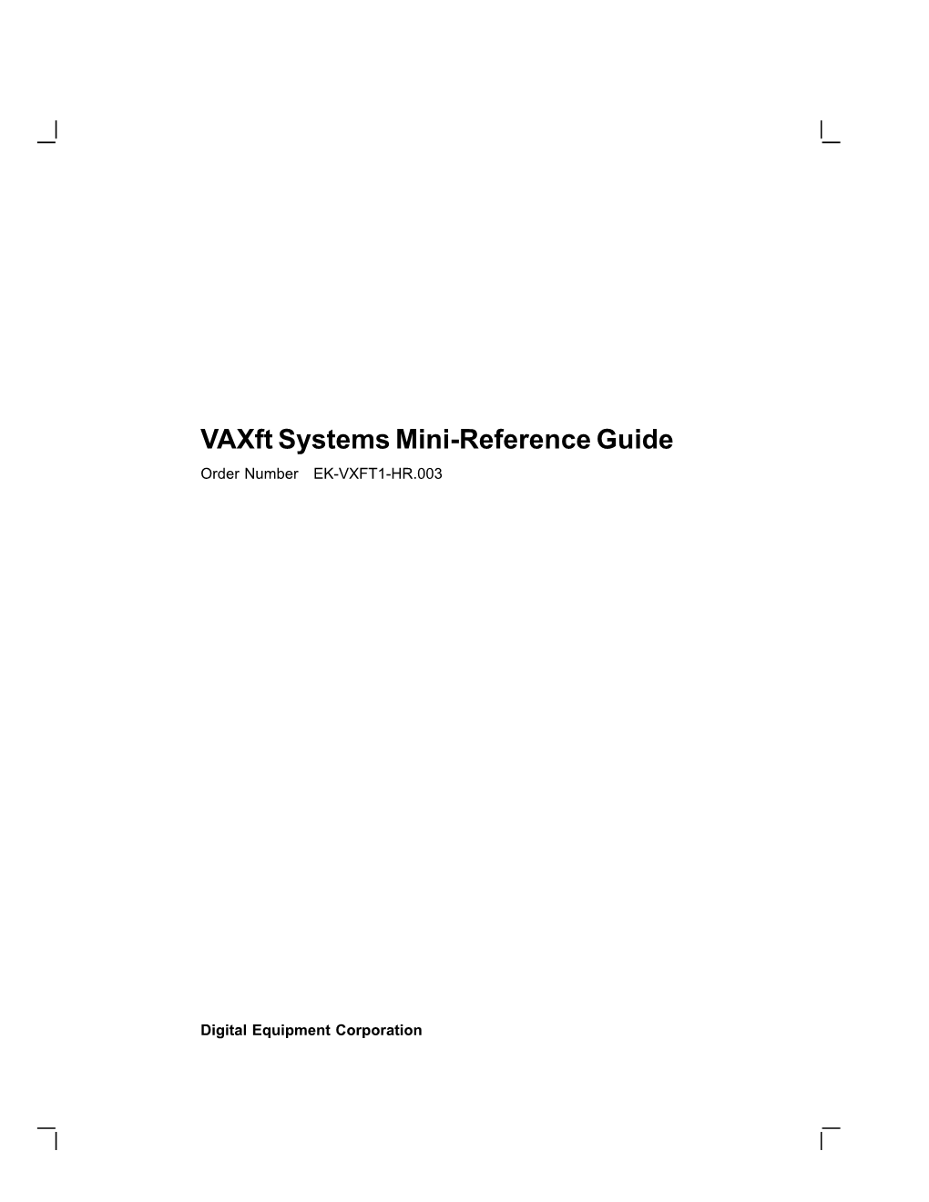 Vaxft Systems Manual