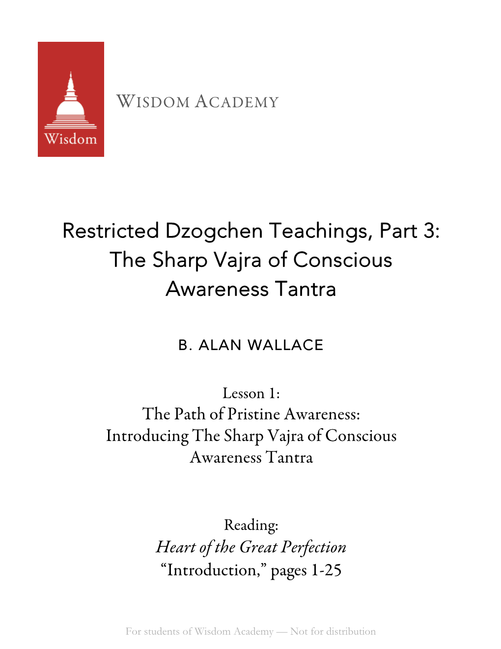 Restricted Dzogchen Teachings, Part 3: the Sharp Vajra of Conscious Awareness Tantra