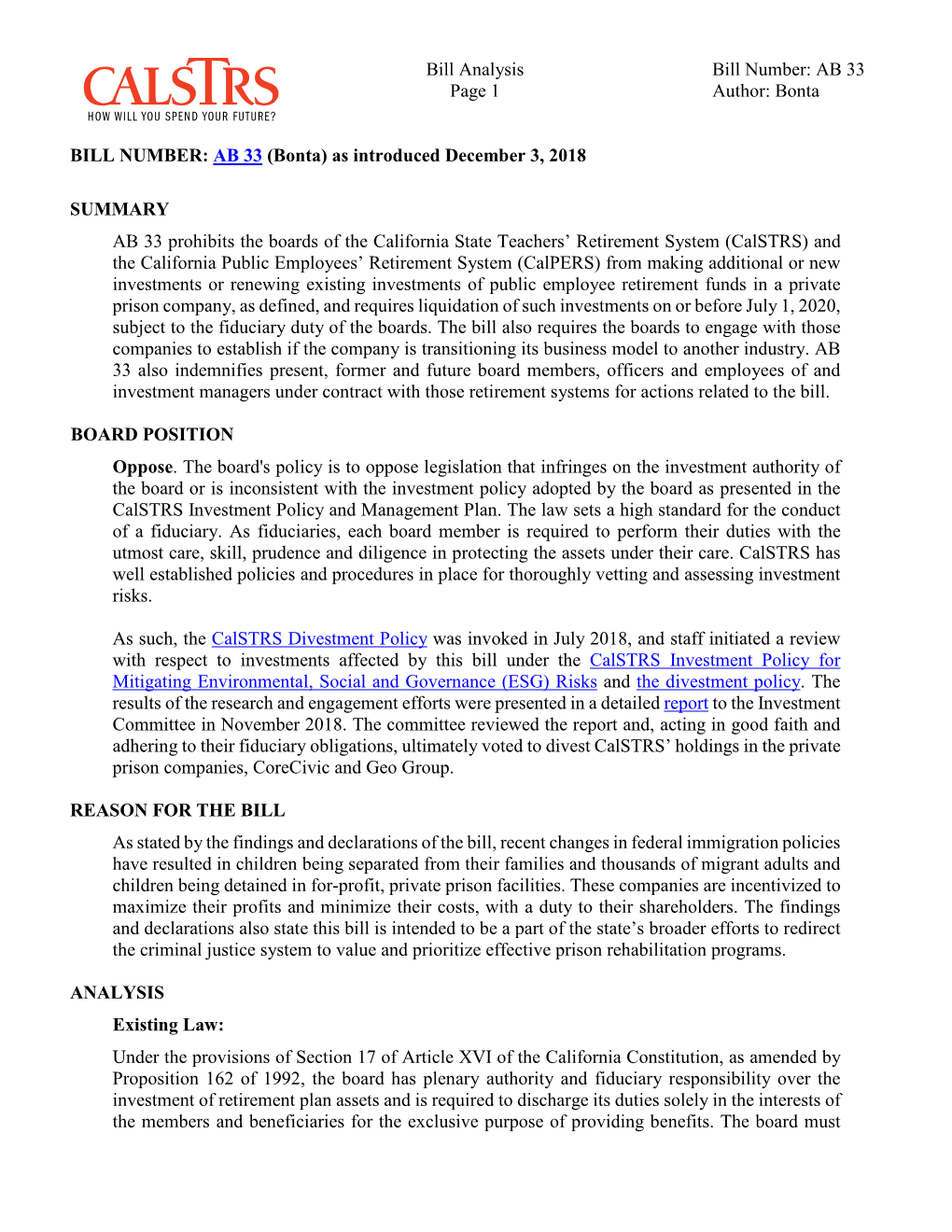 AB 33 (Bonta) – Private Prison Divestment