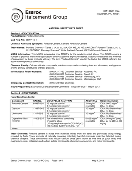 Portland Cements CAS Reg