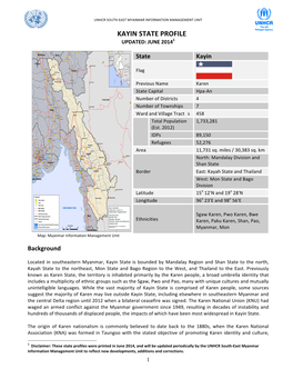 Kayin State Profile Updated: June 20141