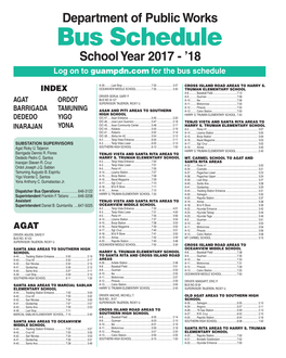 Bus Schedule School Year 2017 - ’18 Log on to Guampdn.Com for the Bus Schedule