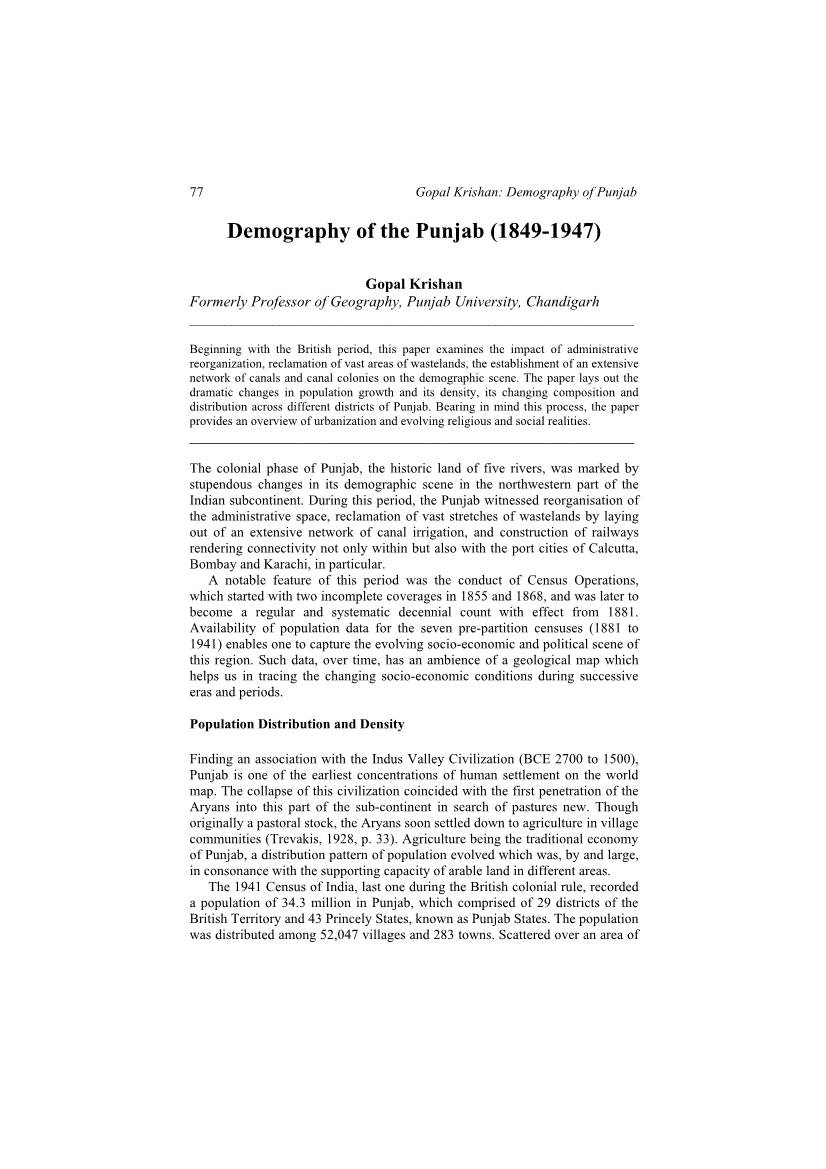 Demography of the Punjab (1849-1947)