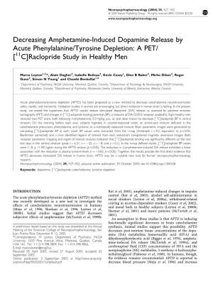 Decreasing Amphetamine-Induced Dopamine Release by Acute Phenylalanine/Tyrosine Depletion: a PET/ [11C]Raclopride Study in Healthy Men