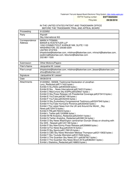 Estta925294 09/28/2018 in the United States Patent And