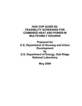 CHP Guide #2: Level 1 Feasibility Screening for Combined Heat And