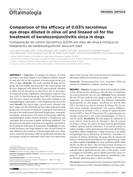 Comparison of the Efficacy of 0.03% Tacrolimus Eye Drops