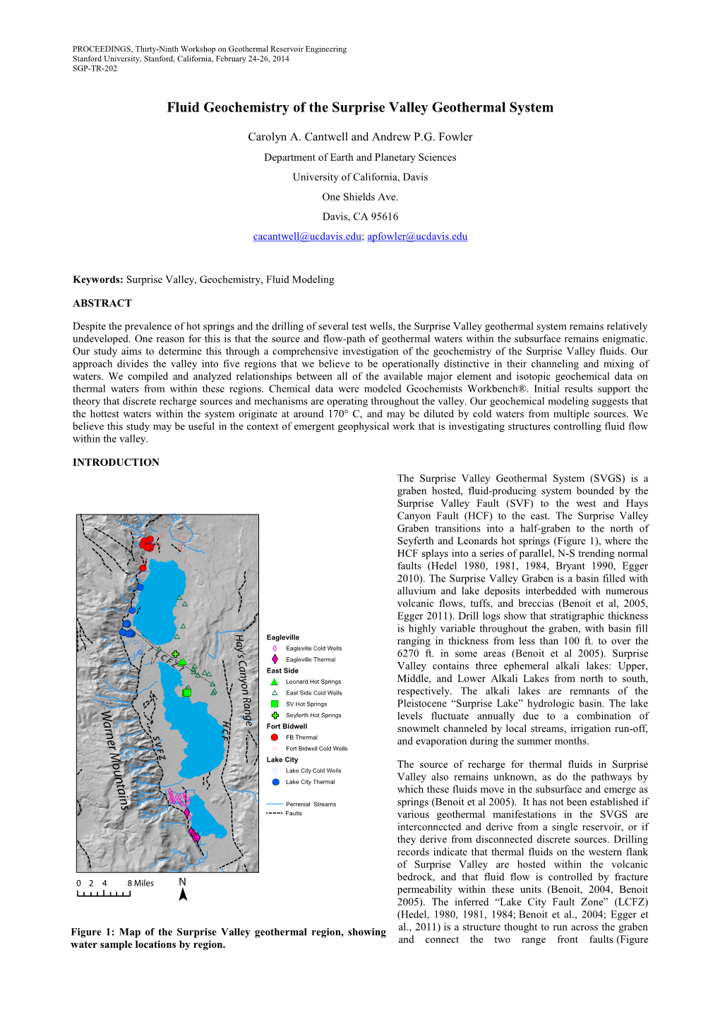 Fluid Geochemistry of the Surprise Valley Geothermal System