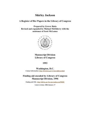 Papers of Shirley Jackson