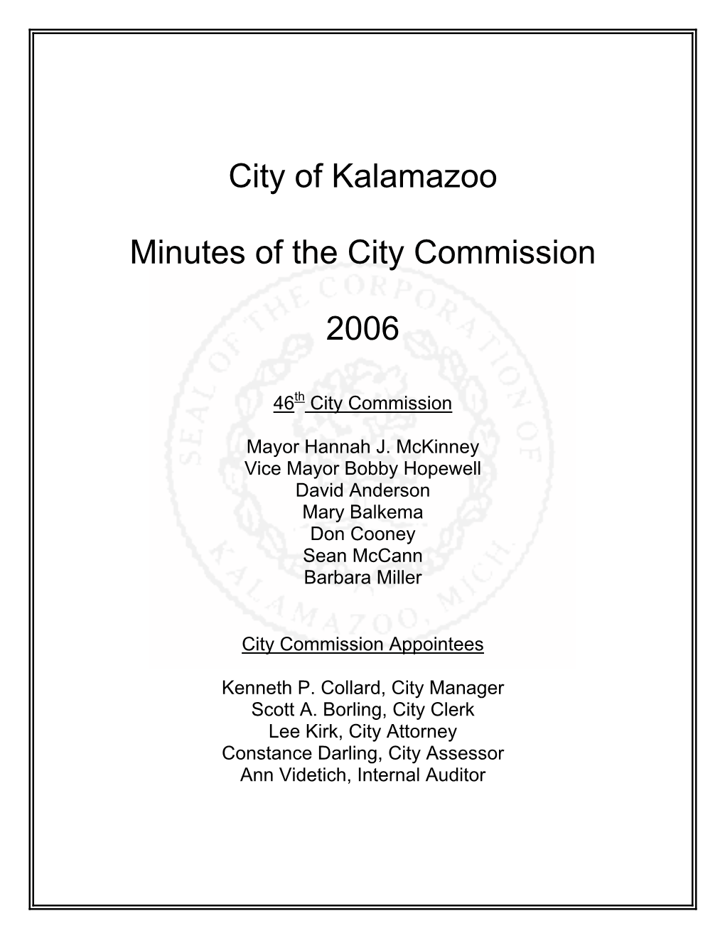 2006 City Commission Minutes
