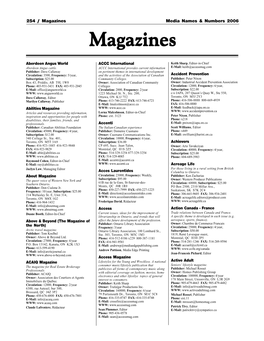Magazines Media Names & Numbers 2006 Magazinesmagazines