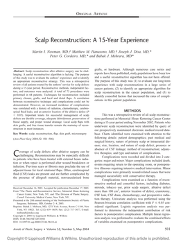 Scalp Reconstruction: a 15-Year Experience