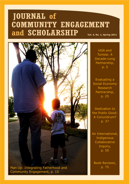 Man Up: Integrating Fatherhood and Community Engagement, P. 15 Journal of Community Engagement and Scholarship Dr