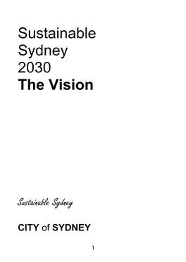 Sustainable Sydney 2030 the Vision