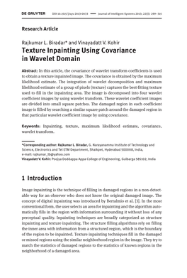 Texture Inpainting Using Covariance in Wavelet Domain