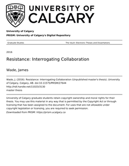 Resistance: Interrogating Collaboration