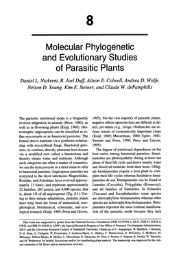 Molecular Phylogenetic and Evolutionary Studies of Parasitic Plants Daniel L