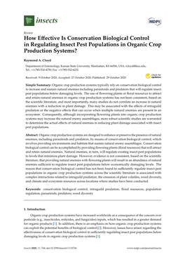 How Effective Is Conservation Biological Control in Regulating Insect Pest Populations in Organic Crop Production Systems?