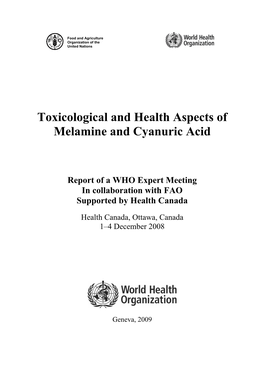 Toxicological and Health Aspects of Melamine and Cyanuric Acid