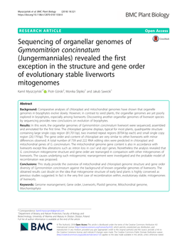 Sequencing of Organellar Genomes of Gymnomitrion