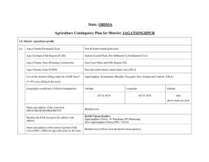 ORISSA Agriculture Contingency Plan for District: JAGATSINGHPUR