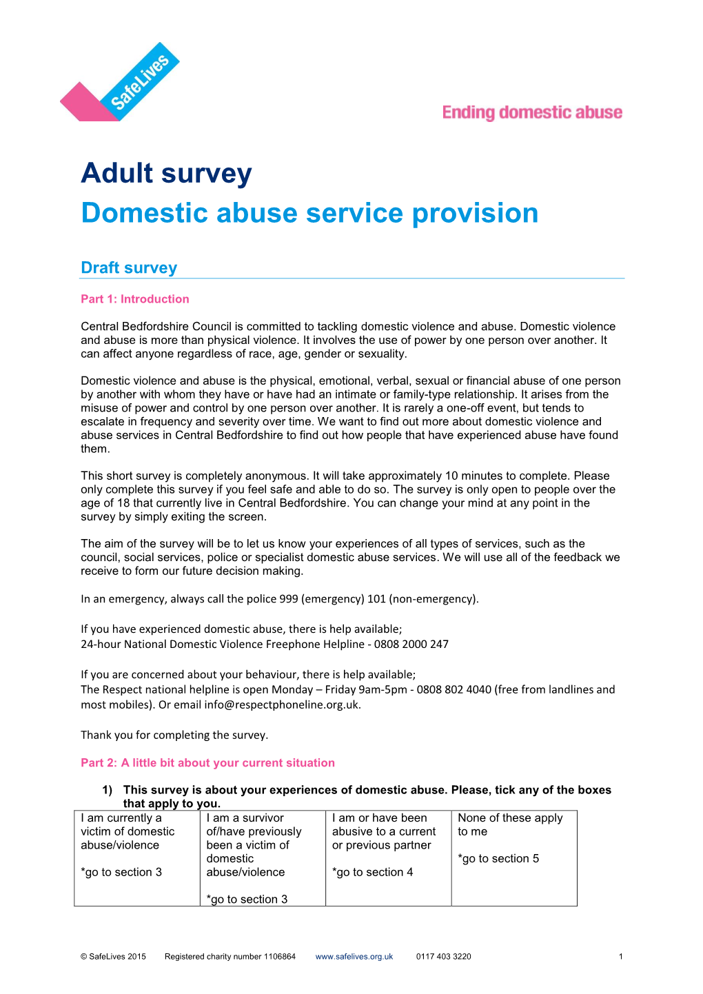 Adult Survey Domestic Abuse Service Provision