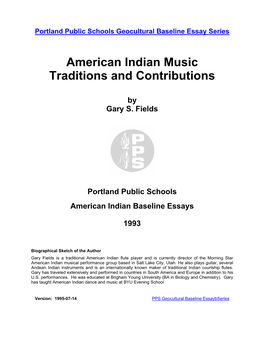 American Indian Music Traditions and Contributions