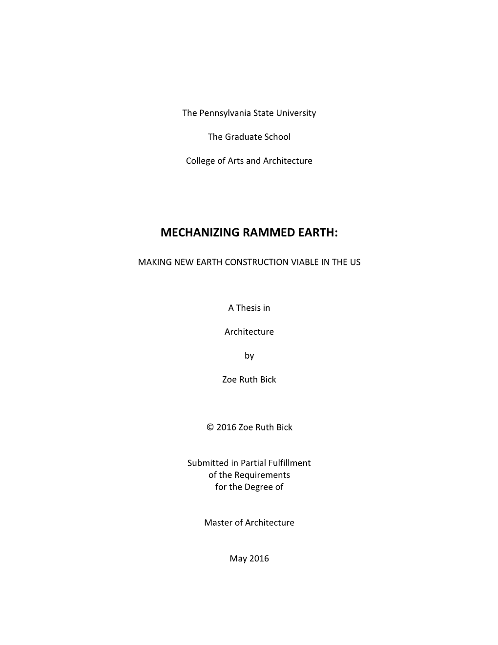 Mechanizing Rammed Earth