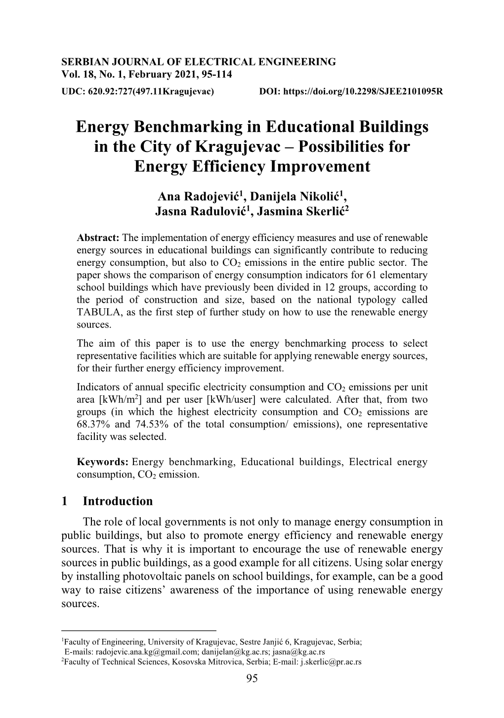 Possibilities for Energy Efficiency Improvement