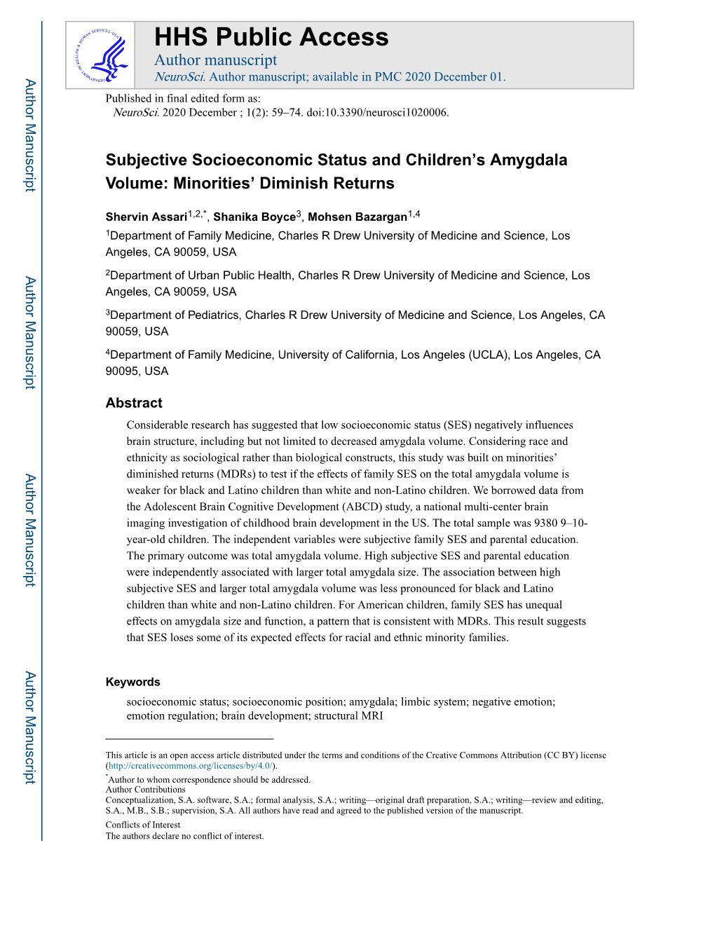 Subjective Socioeconomic Status and Children's