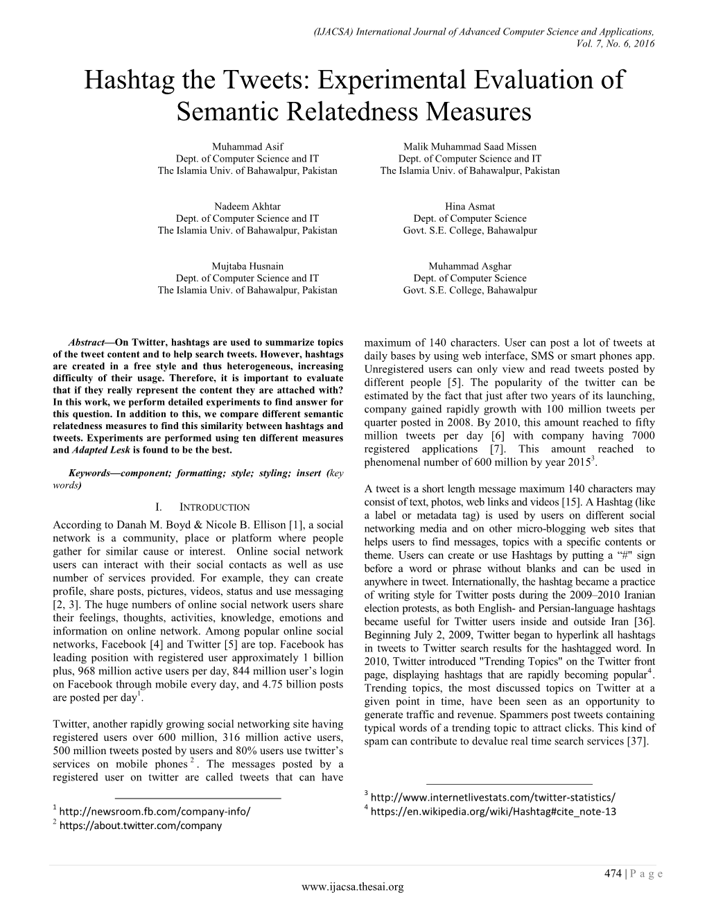 Hashtag the Tweets: Experimental Evaluation of Semantic Relatedness Measures