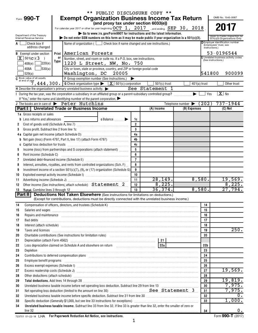 Exempt Organization Business Income Tax Return 990-T