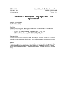 Data Format Description Language (DFDL) V1.0 Specification